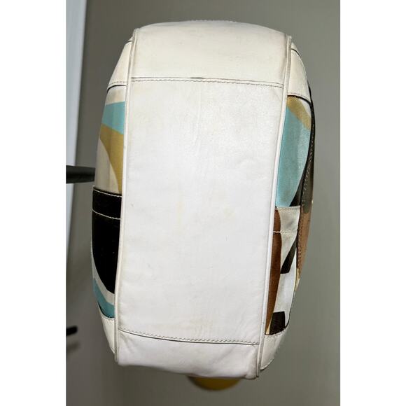 Coach Tote Bag Multicolor Satin Leather Trim Size Large - Picture 4 of 10